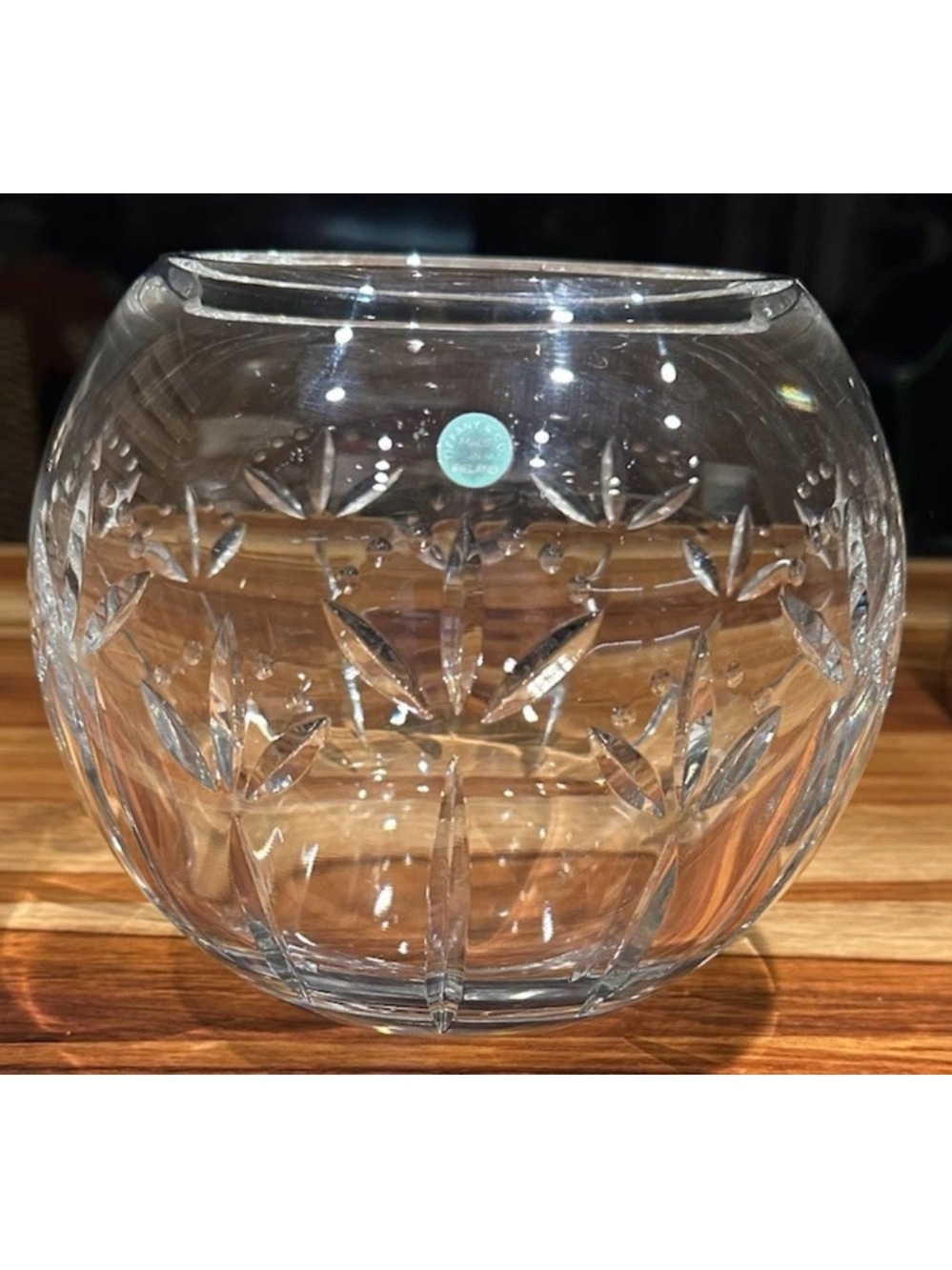 Tiffany & Co. Crystal Rose Bowl Floral Pattern